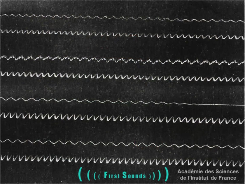 Phonautogram, showing the lines traced in soot