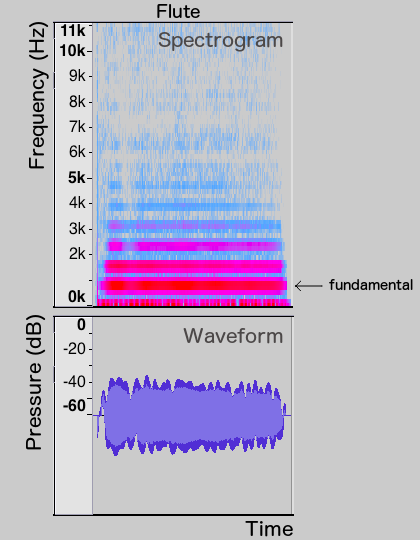 Spectrogram and waveform of flute note